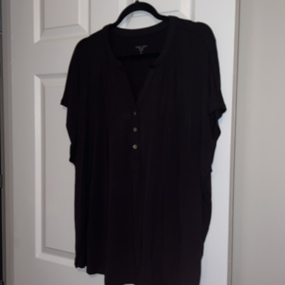 Joan Vass Women’s Plus Size Cap Sleeve Top in Black in 2X - Picture 4 of 9